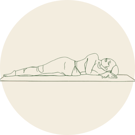 Illustration einer liegenden Person in der Entspannungshaltung Savasana