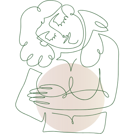 Illustration einer Person, die sich selbst umarmt