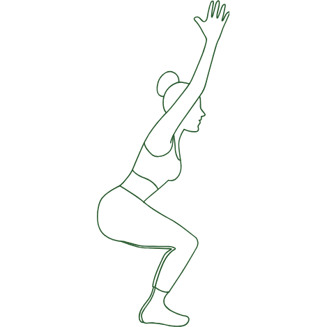 Illustration einer Person in einer stehenden Yoga-Haltung
